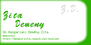zita demeny business card